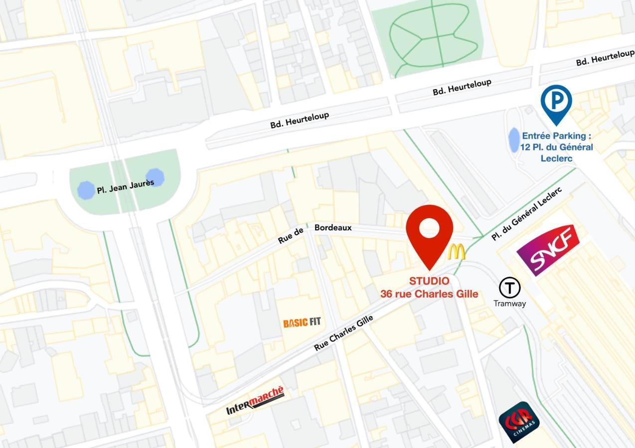 Studio Avec Balcon & Parking Gratuit - Tours Gare Eksteriør billede